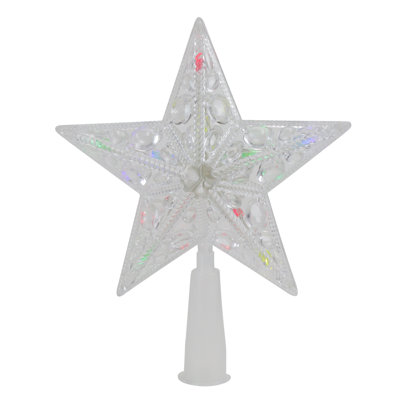 6" Pre-Lit Clear Crystal Jeweled Star Christmas Tree Topper - Multicolor Lights