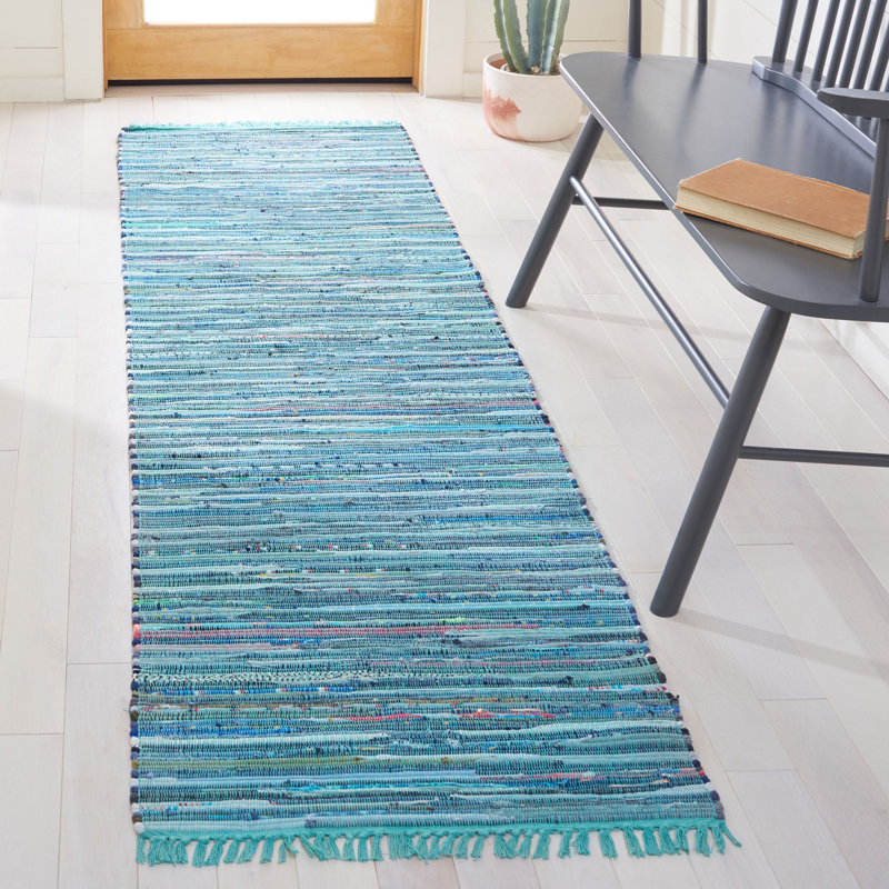 Bussard Rag Rug Hand Woven Cotton Striped Rug, Rectangle 2'3" x 5'