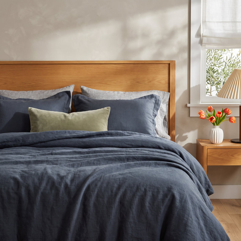 Coyuchi Organic Relaxed Linen Sham, Euro, Harbor Blue