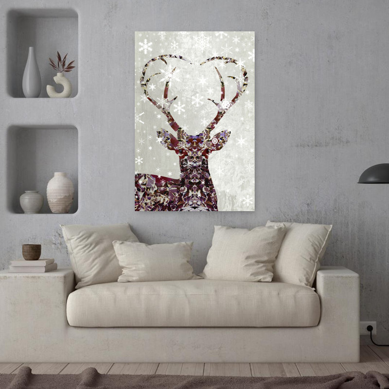 Contemporary Art Elegant Peaceful Serene Deer Forest Nature Wall Art by Angelo Cerantola - Wrapped Canvas Print