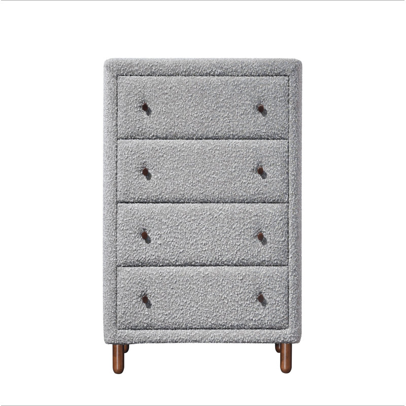 Commode rembourrée 4 tiroirs grise