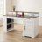 55'' Farmhouse Office Desk With Charging Station & Storage Cabinet, Home Office Desk, Barn Door Design Computer Desks with File Drawer & Keyboard Tray for Study, Living Room, White-1018381382-1018381381