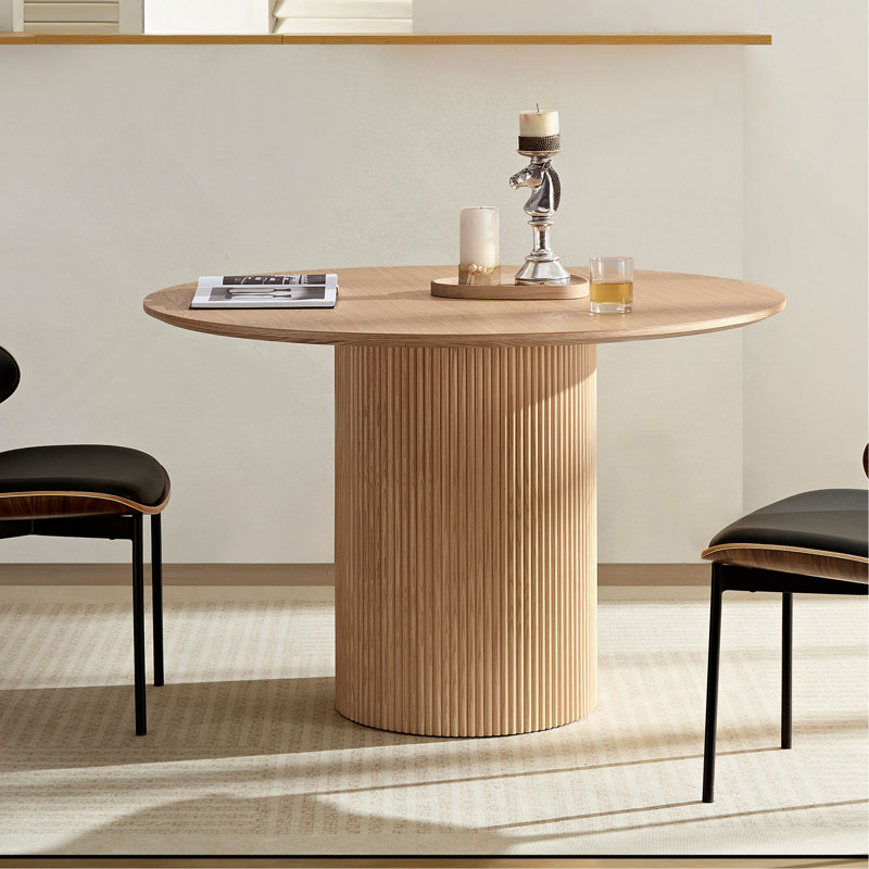 Table de salle à manger Mid-Century moderne en bois aggloméré de 47,24 pouces, finition chêne pour la salle à manger