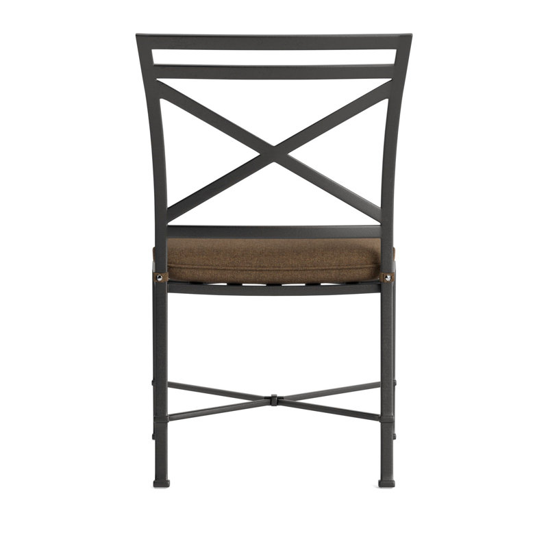 Venetian Outdoor Dining Side Chair, Fusion Moccasian, Textured Pewter, Brown