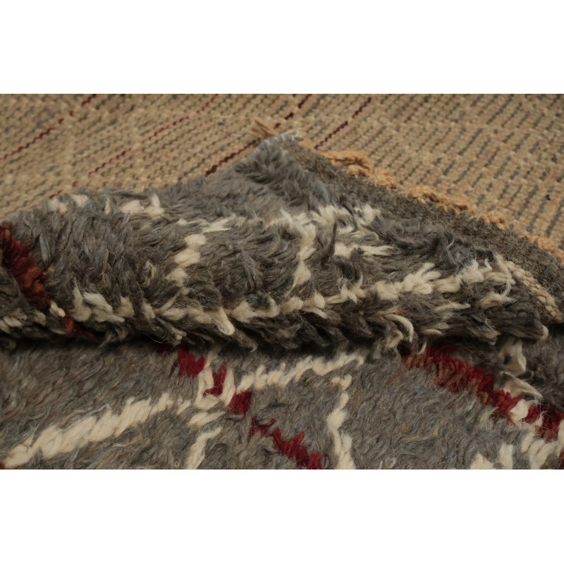 Élégant tapis marocain 8 x 11 avec détails en treillis subtil