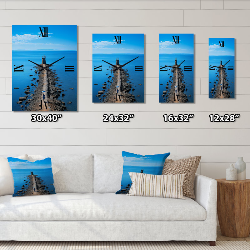 Coastal Seaside Stroll I - Très grandes horloges murales nautiques et de plage, H 32 po x l 16 po x P 1 po