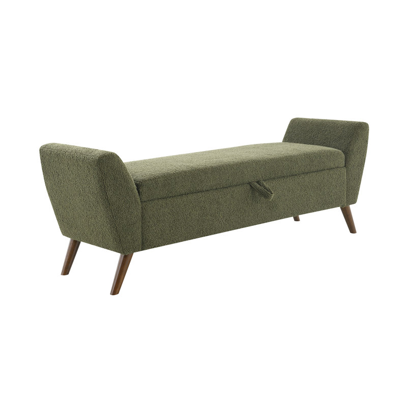 Banc rembourré avec rangement, Vert olive