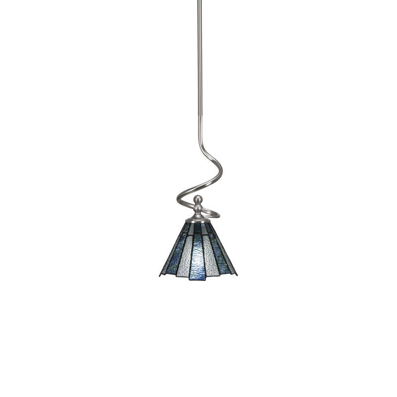 Mini-luminaire suspendu Capri avec verre d'art 7 po, Nickel brossé