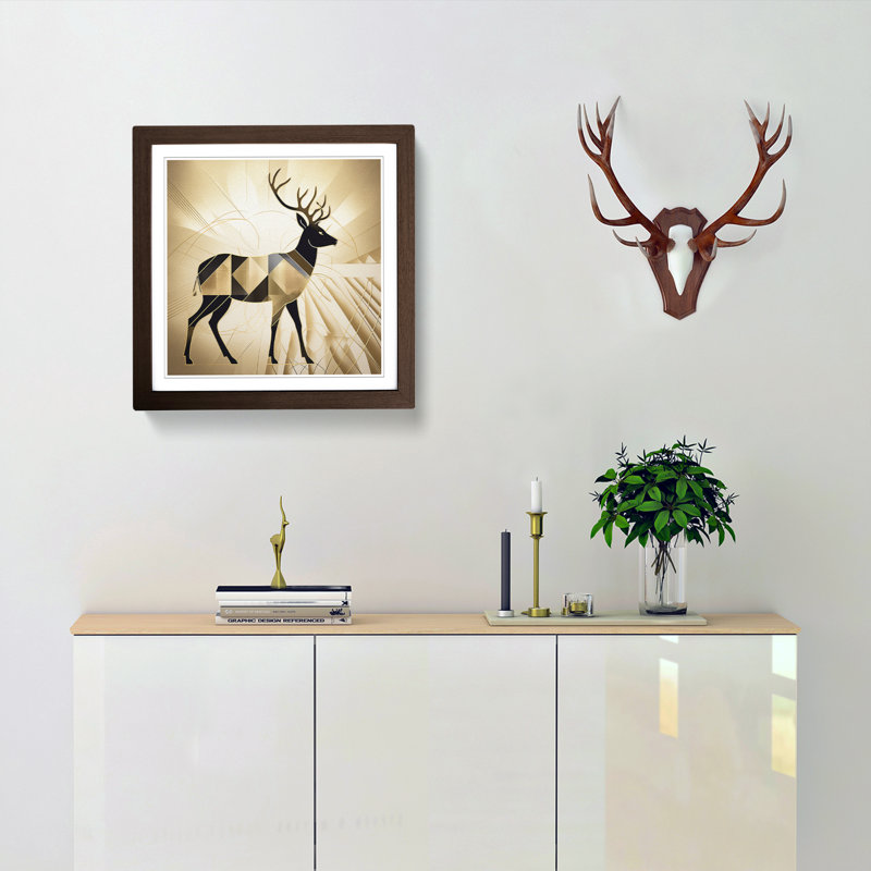 Deer Art Deco - Framed Print, Walnut