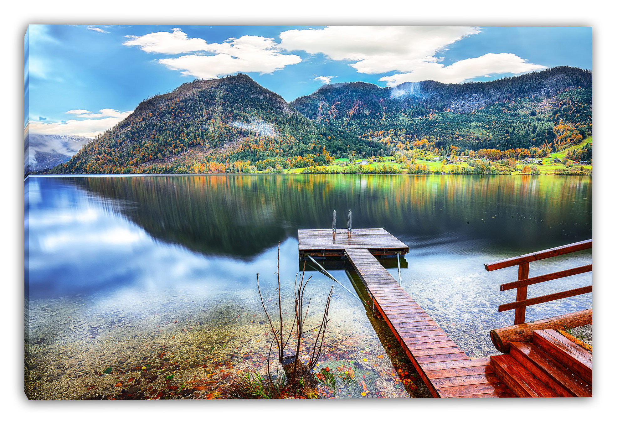 Union Rustic Alpine Dock Reflection Wrapped Canvas Wall Art | Wayfair