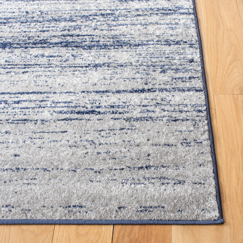 Ayoki Navy/Gray Area Rug, Rectangle 8' x 10'