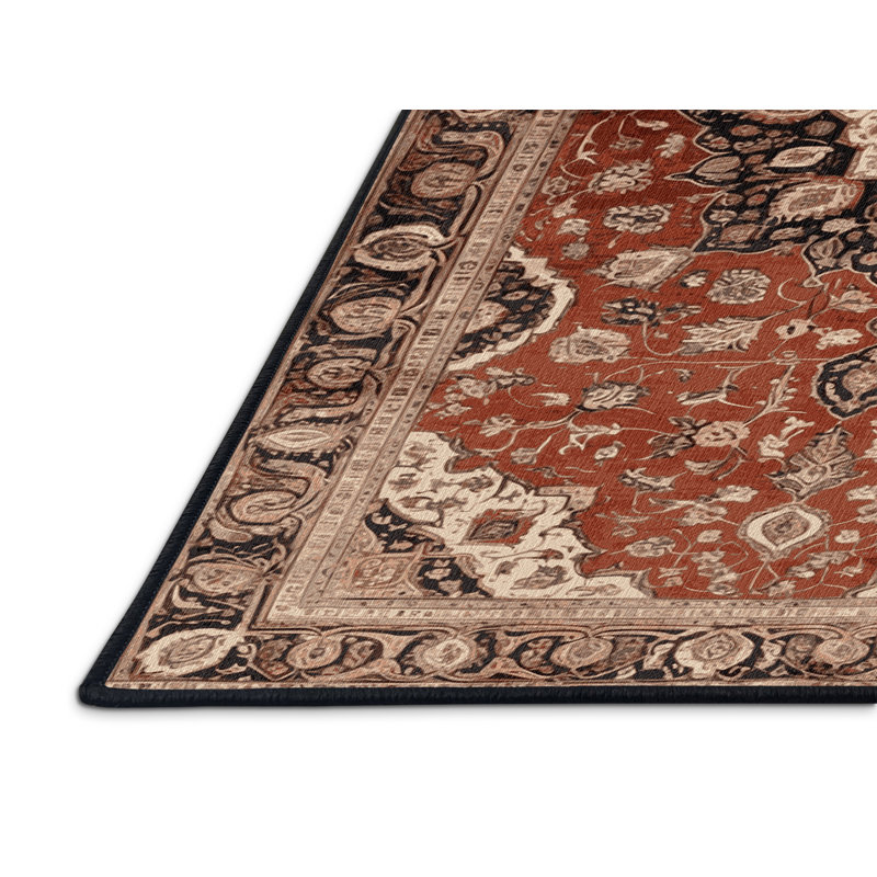 Machine Washable Persian Brown Area Rug, Square 5'