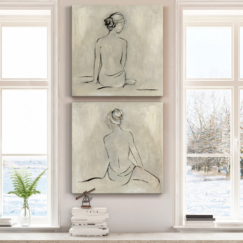 «Bather I», ensemble de 2 reproductions d'art sur toile tendue, H 24 po x l 48 po x P 1 po