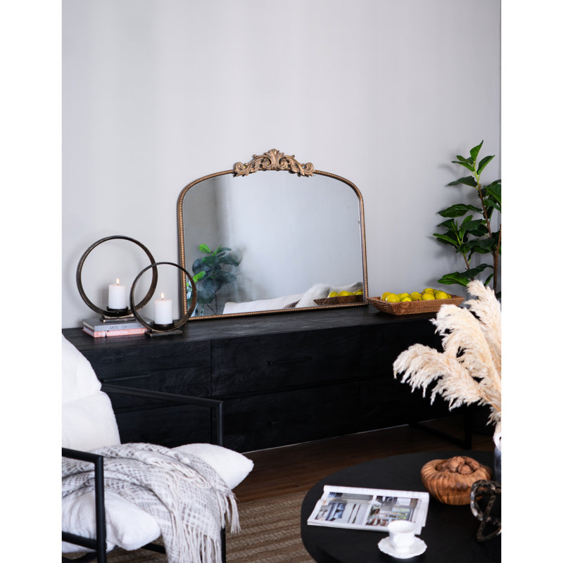 Magnifique miroir arqué doré de 40 po x 31 po pour le salon et la salle de bain