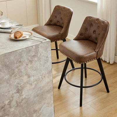 Faux Leather Swivel Accent Chair