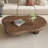 48.5" Rustic Cloud Shape Coffee Table With 4 Legs, Vintage Walnut Veneer Finish, Wood Coffee Table for Living Room