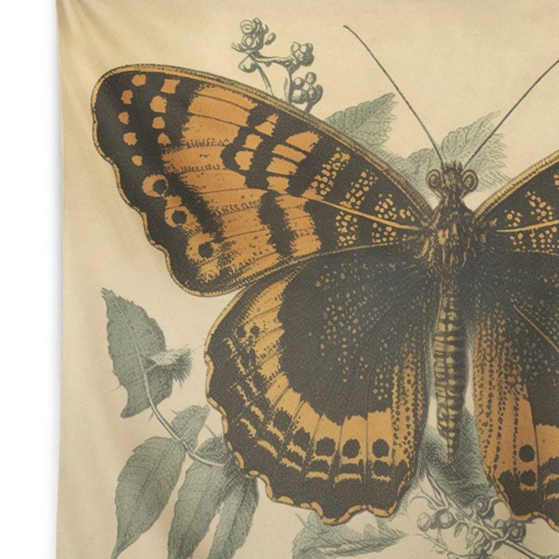Illustration rétro d'une tapisserie murale «Butterfly I», H 32 po x l 39 po