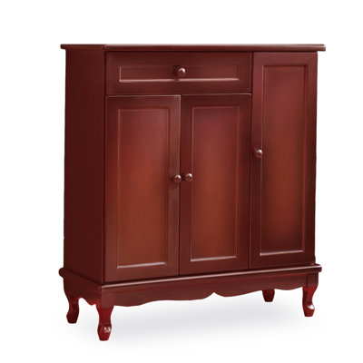 Red Coffe Solid + Manufactured Wood Shoe Storage Bench