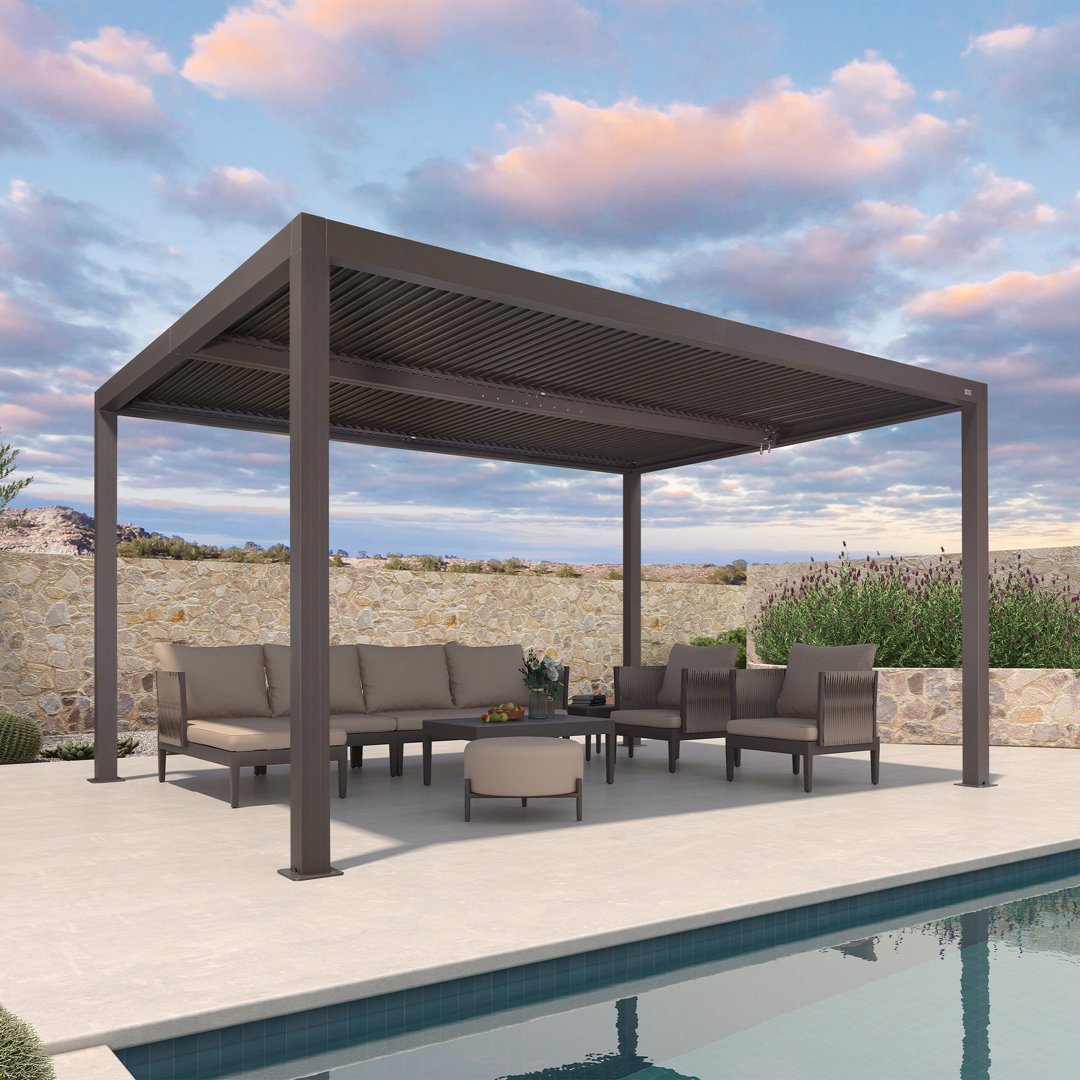 Louvered Pergola Outdoor Aluminum Pergola with Adjustable Roof for Deck Backyard Hardtop Gazebo Purple Leaf 