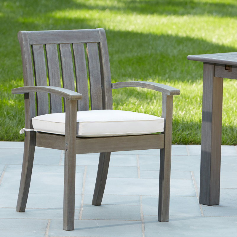 Chaise de patio empilable avec coussin Rossi, Blanc, Gris