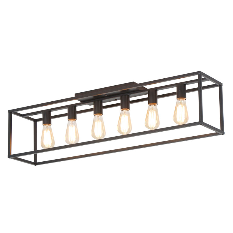 Bonnyrigg 6-Light Rectangle Flush Mount Ceiling Fixture, Matte Black