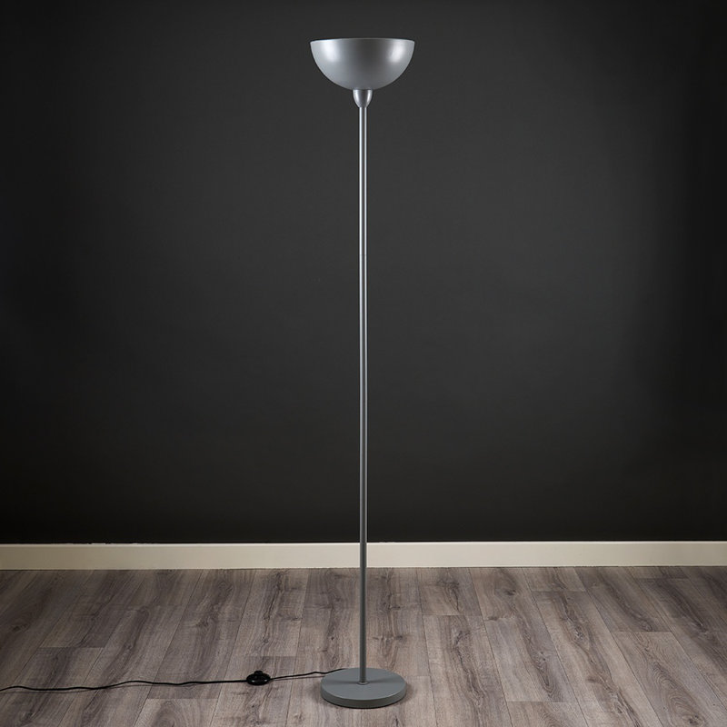 Carolinda 180cm Forseti Matt Gold Uplighter Floor Lamp, No, Brushed Chrome