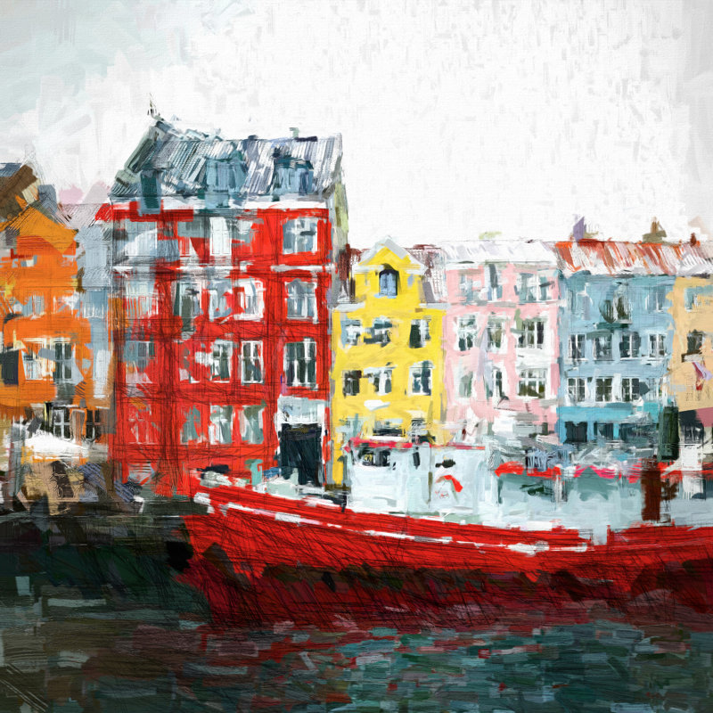 Red Boat In Venice - Wrapped Canvas Painting, 30cm H x 30cm W x 3.8cm D