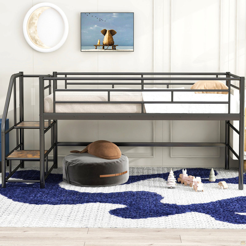 Lit mezzanine avec escalier de rangement, Watsons, Noir