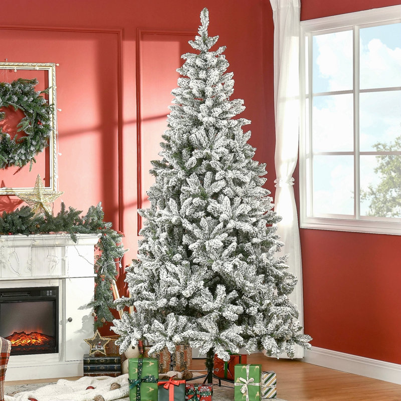 Arbre de Noël artificiel enneigé 7,5 pi avec branches réalistes, H 7,5 pi