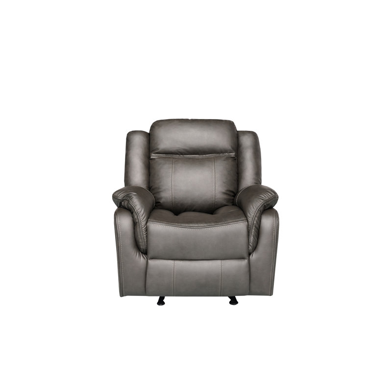 Manual Reclining Grey Leather Chair, Gray
