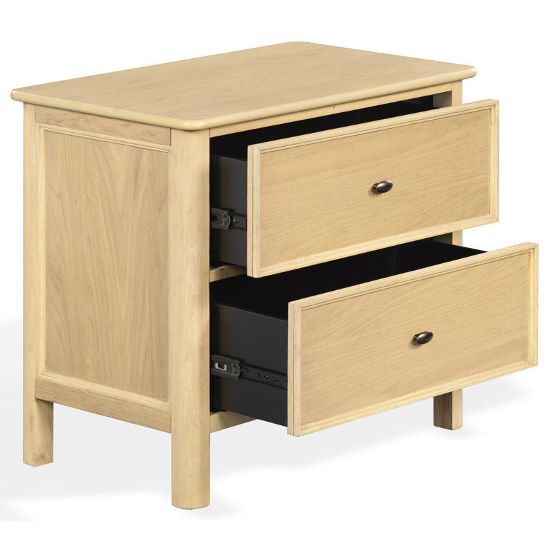 Hannaleigh 2 Drawer Wood Nightstand, Oak