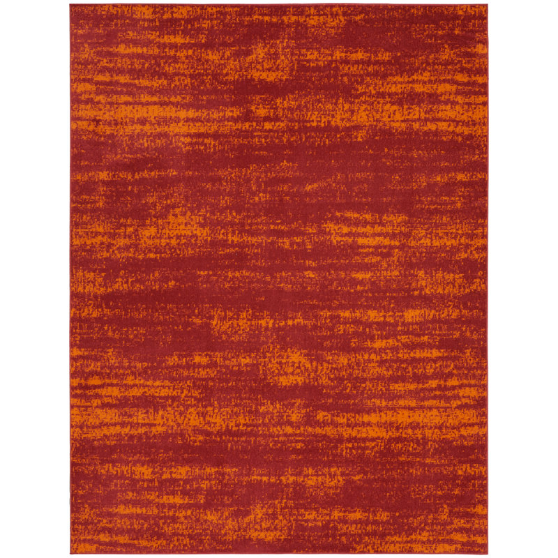 Pentworth Machine Woven Chenille Indoor/Outdoor Area Rug in Red, Rectangle 8' x 10'