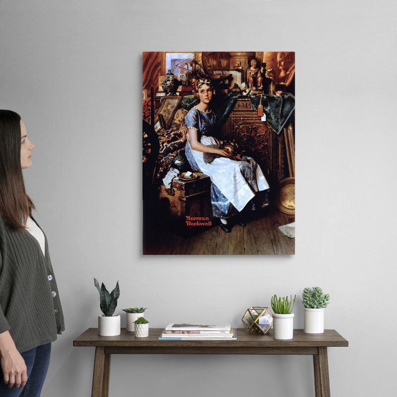 "Norman Rockwell Dreams In The Antique Shop", art mural sur toile, Toile tendue, H 32 po x l 24 po x P 1,25 po