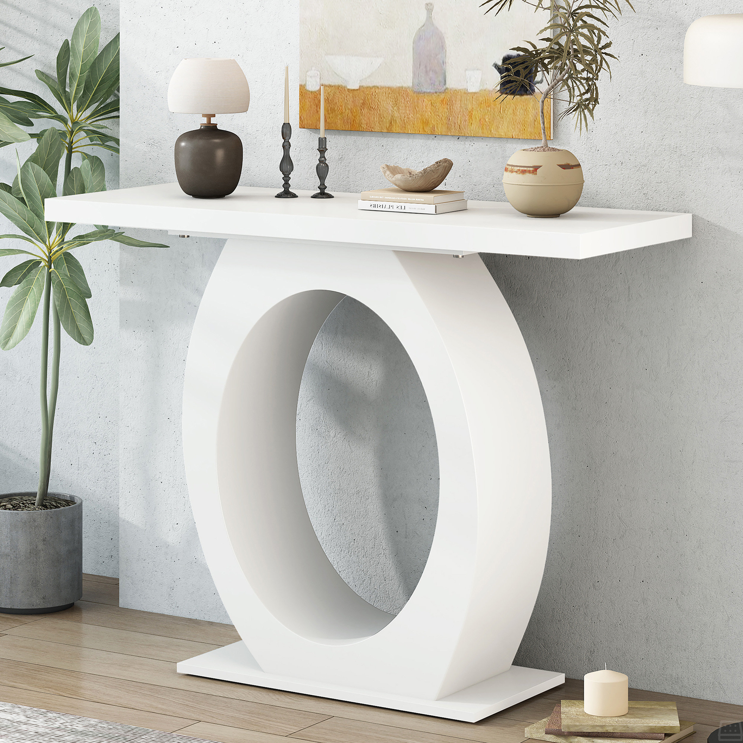Ivy Bronx Console Table With Egg-Shaped Base,Enhanced Stability And ...