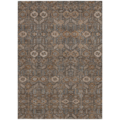 Tapis extérieur lavable antidérapant floral 8 pi x 10 pi chocolat