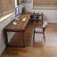 Bureaux en bois massif en L noyer-108045219
