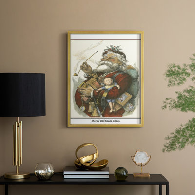 «Merry Santa», reproduction encadrée - bois massif