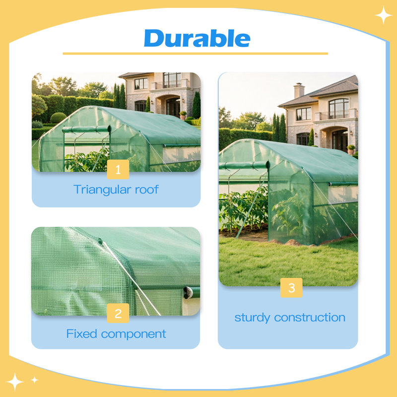 Outdoor Greenhouse,Hoop House with Large Windows,Spacious Design Tunnel Greenhouse