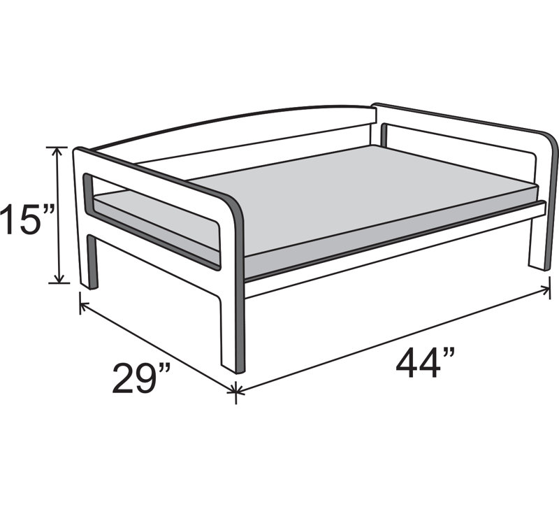 Lit pour chien surélevé Ayra, bois massif, matelas moka, finition noire, petit, Très grand (l 44 po x P 29 po x H 15 po)