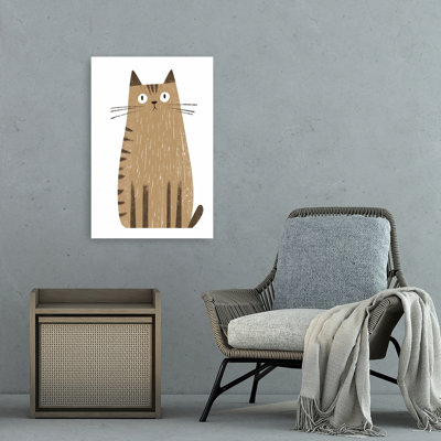 Curious Brown Cat Contemporary Cat Wall Art Print by Mathieu - Wrapped Canvas Print