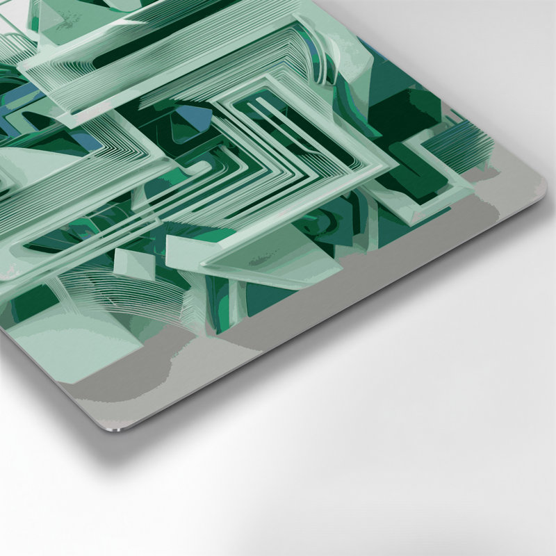 Geometric Abstraction 76 Green Metal Wall Art, 16" H x 16" W