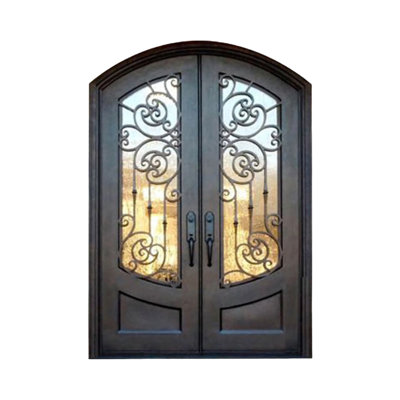 Compass Rose Arched Iron Door