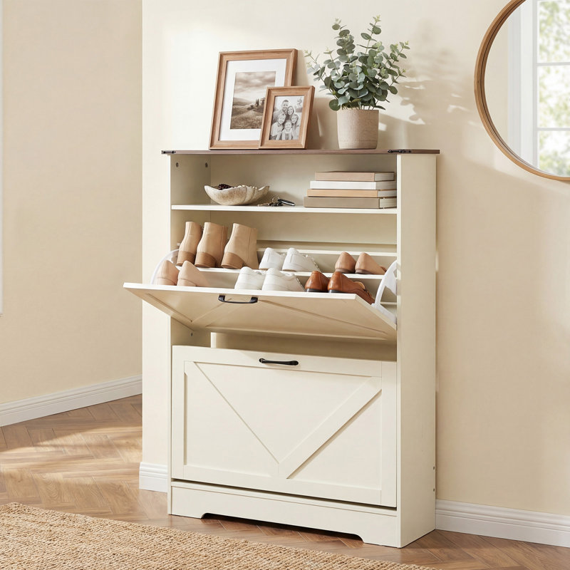 Armoire à chaussures avec 2 tiroirs rabattables