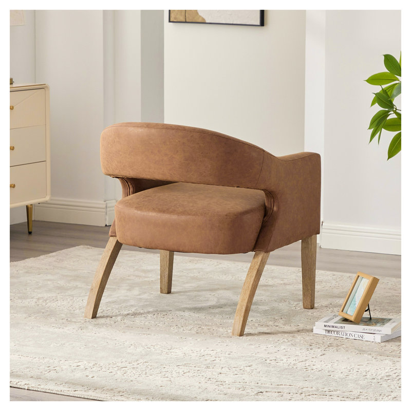 Fauteuil demi-tonneau Mid-Century, Brown Polyurethane