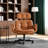 Adjustable Criss Cross Office Chair with 6-Gear Armrests & Headrest, PU Leather Wide Seat Swivel Chair for Cross-Legged Sitting, Ergonomic Lounge Desk Chair for Home, Vanity, and Gaming-129222225