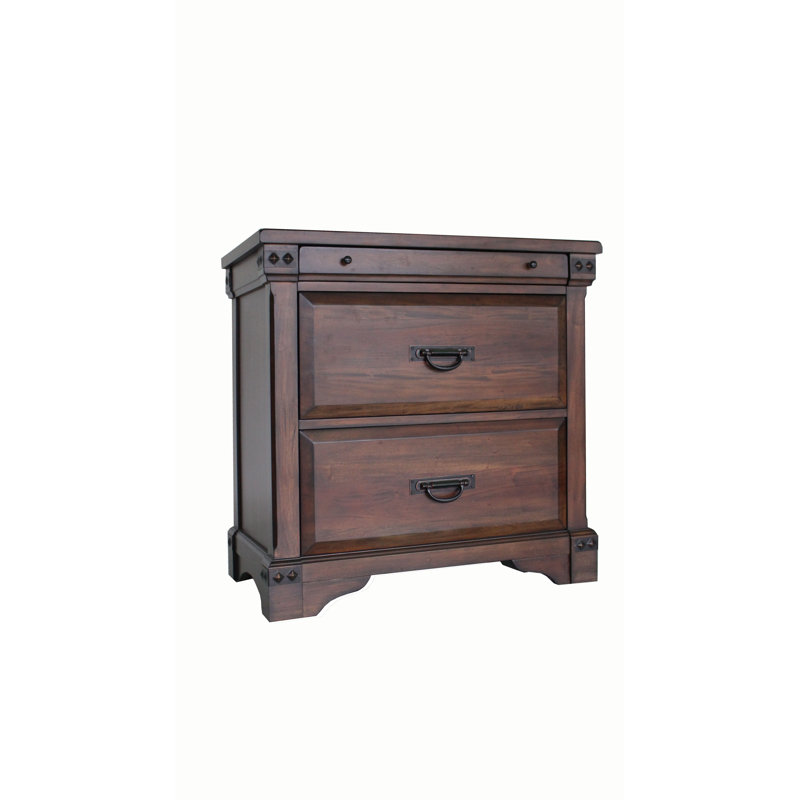 32'' W Solid Wood Nightstand, Light Toasted Bbrown Mahognay
