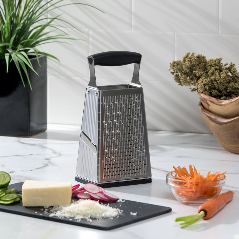 Cuisipro 4-Sided Box Grater, Sharp Stainless Steel, Non-Slip, Rust Resistant