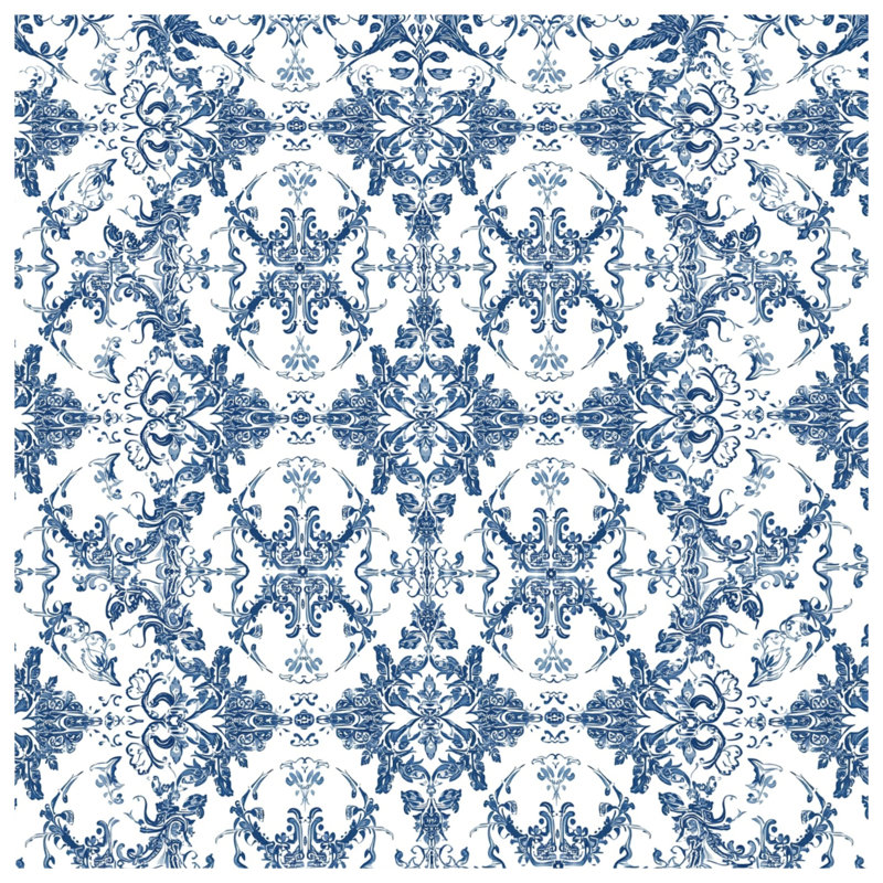 Intricate Blue Damask Comforter, Queen