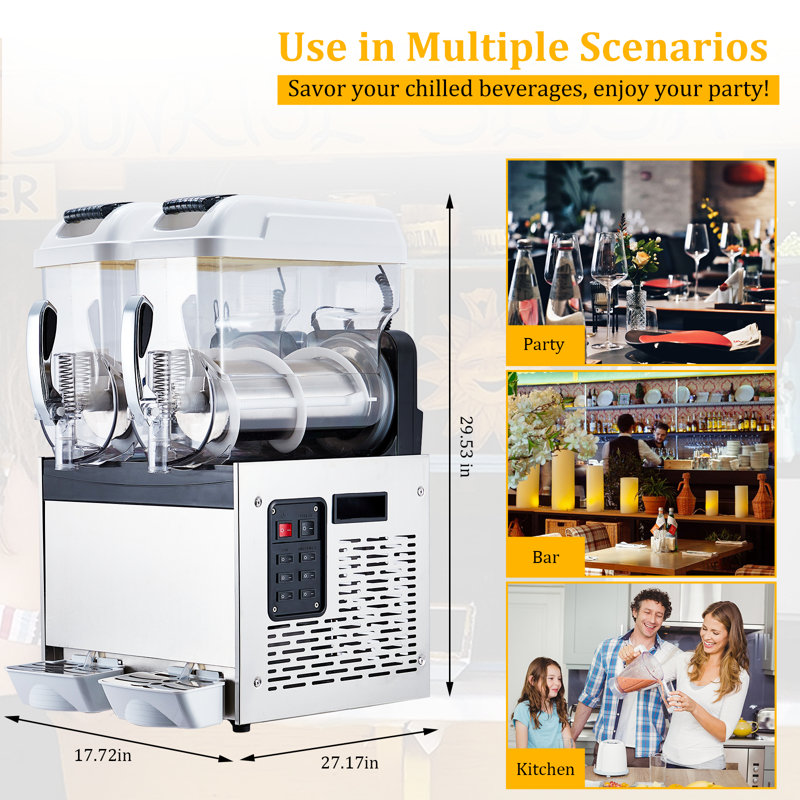 Commercial Slushie Machine, Frozen Drink & Margarita Maker, Slushy Machine for Smoothie, Cocktail, Home & Bar Frozen Beverage Dispenser