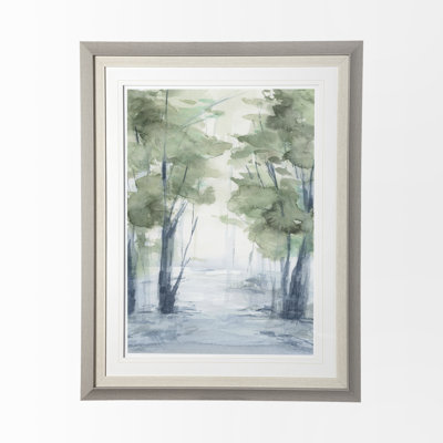 «Forest Dew II», reproduction d'art encadrée à la main avec passe-partout en verre